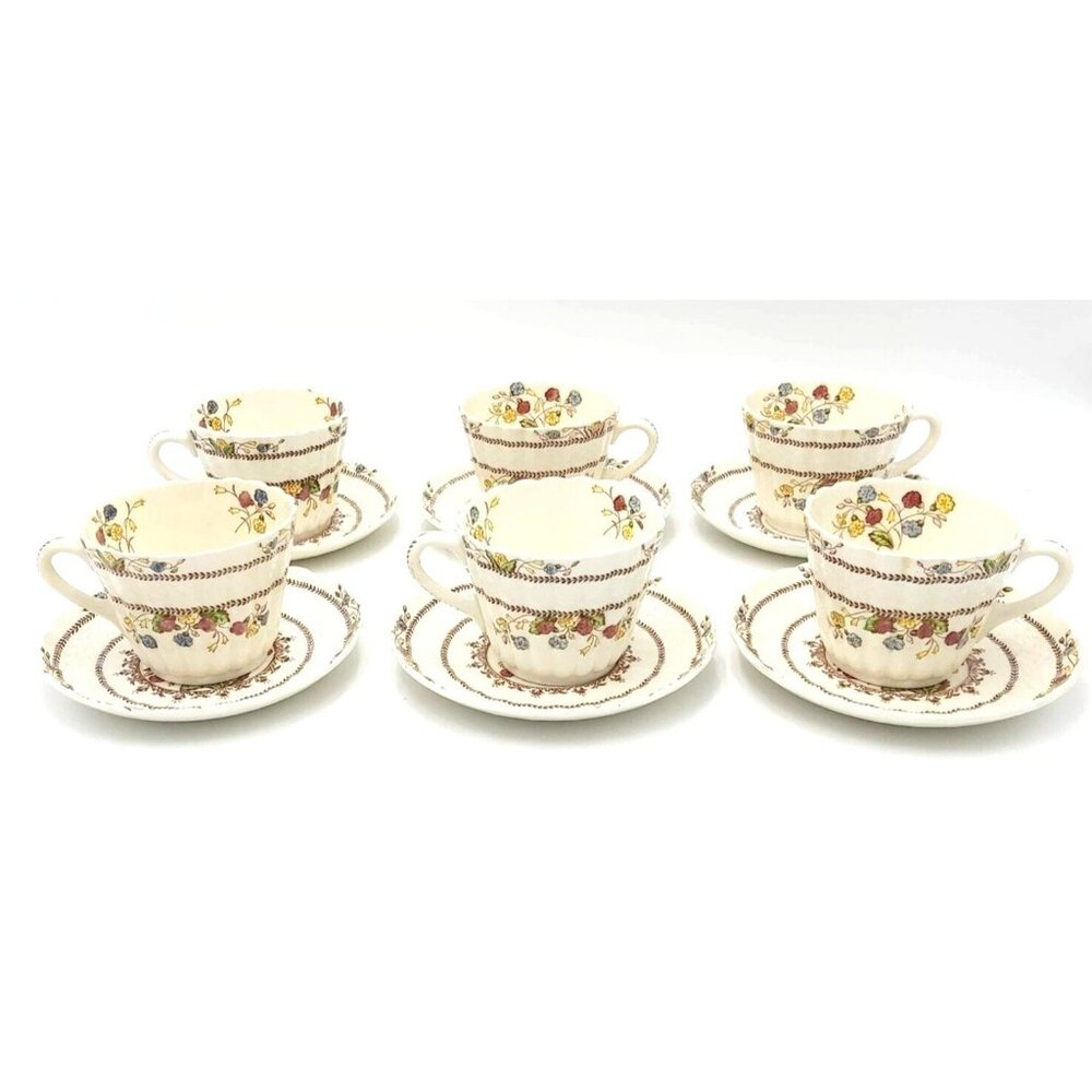 Set of 6 Vintage Copeland Spode "Cowslip" Cups & Saucers - S.713 - England